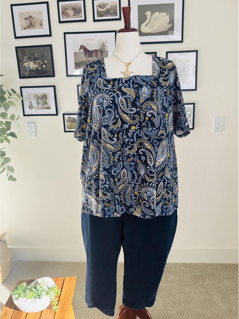 Jessica London Paisley Square Neck  - Size 26/28